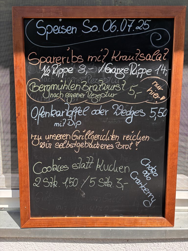 Speisen Sonntag, 06.07.2025
